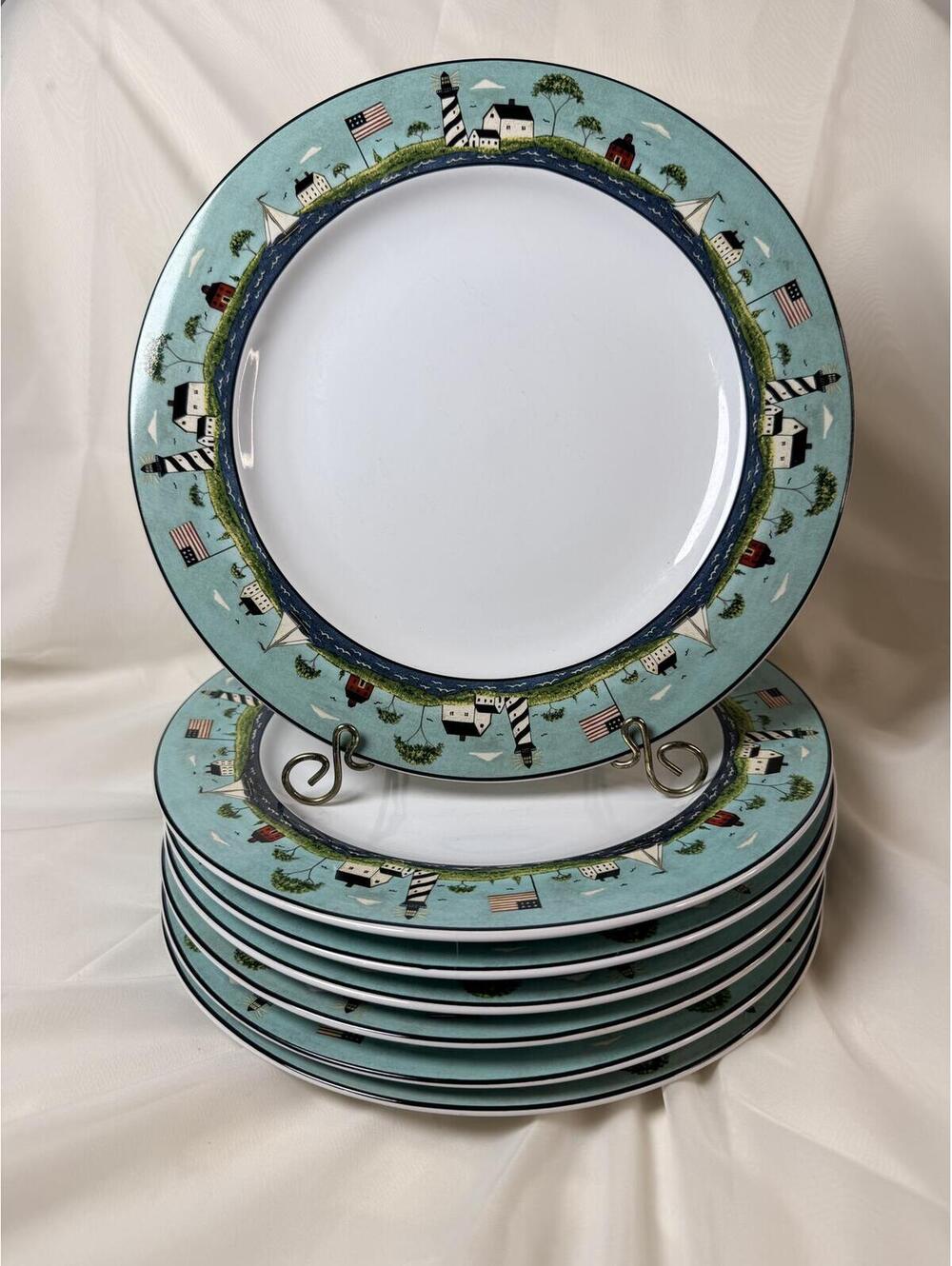 Warren Kimble Coastal Breeze Dinner Plates Set of 7 Sakura 1998